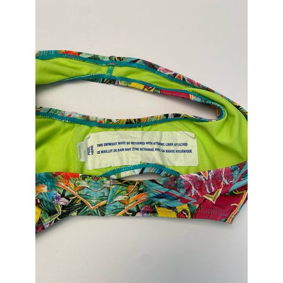 NWT Xhilaration Hipster Bikini Bottom LARGE Butterfly Plants Rain Forest Neon - Picture 3 of 6